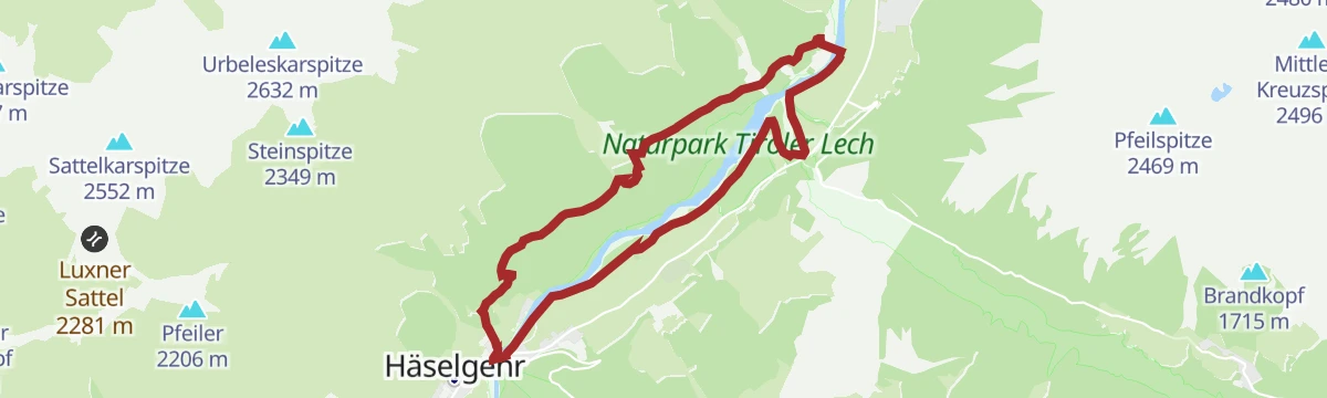 Route map: Lechwegschleife "An den Wasserfällen"